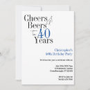 Search for beer 40th birthday invitations Cheers to 40 years