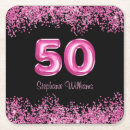 Search for 50th birthday party coasters Hot pink