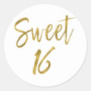 Search for sweet 16 birthday invitations stickers Gold