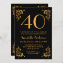 Search for retro 40th birthday invitations Gold
