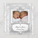 Search for boy and girl twin christening invitations Silver