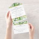 Search for painted watercolor leaves wedding invitations Green and white