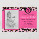 Search for leopard 1st birthday invitations Pink