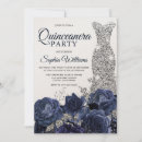 Search for navy blue silver birthday invitations Sparkle