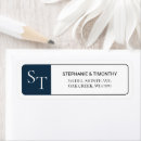 Search for navy blue monogram return address labels Simple