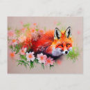 Search for fox watercolor postcards Flowers