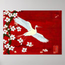 Search for japanese crane posters Red