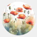 Search for watercolor poppies stickers Red