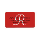 Search for red monogram return address labels Monogrammed