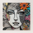 Search for womans face puzzles Flowers