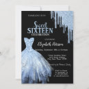 Search for baby blue sweet 16 invitations Glitter