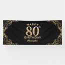 Search for 80th birthday banners Black and gold