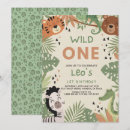 Search for wild one 1st birthday invitations Green