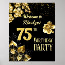 Search for 75th birthday party decor Black and gold