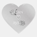 Search for silver heart wedding stickers Silver and white
