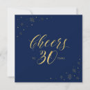 Search for blue gold 30th birthday invitations Typography