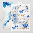 Search for blue butterfly birthday invitations Watercolor