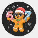 Search for funny gingerbread stickers Santa claus