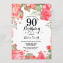 Search for floral 90th birthday invitations Adult birthday party
