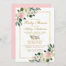 Search for pink gold and white baby shower invitations Watercolor floral