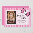 Search for pretty 1st birthday invitations Pink bow