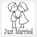 Search for bride and groom cartoon stickers Black and white