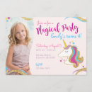 Search for unicorn 6th birthday invitations Glitter