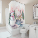 Search for pink christmas shower curtains Snowman