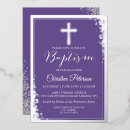 Search for lavender christening invitations Silver cross