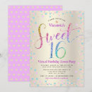 Search for gold glitter sweet 16 invitations Script typography