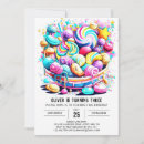 Search for rainbow candy birthday invitations Watercolor