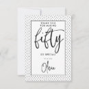 Search for 50th birthday thank you cards Black and white