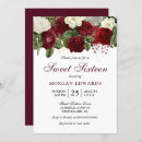 Search for red rose sweet 16 invitations Burgundy