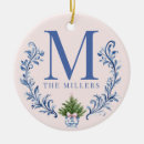 Search for monogrammed christmas tree decorations Blue