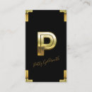Search for initial p business cards Gold