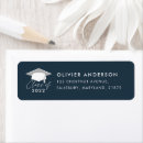 Search for navy blue and white return address labels Script