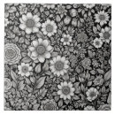 Search for black and white flowers tiles Pattern