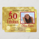 Search for elegant red and gold birthday invitations 50 and fabulous