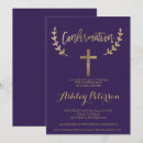 Search for purple confirmation invitations Gold cross