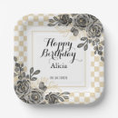 Search for black and white checkered paper plates Happy birthday