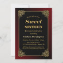 Search for red black gold sweet 16 invitations Sixteen