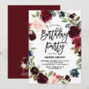 Search for floral wreath birthday invitations Burgundy