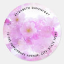 Search for floral round return address labels Pink
