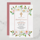 Search for pink and gold first communion invitations Watercolor flowers