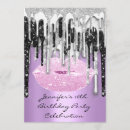 Search for pink purple silver birthday invitations Girly