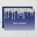 Search for blue drip invitations Silver