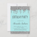 Search for teal birthday invitations silver