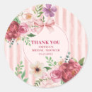 Search for vintage pink floral bridal shower stickers Thank you