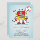 Search for robot baby shower invitations Blue