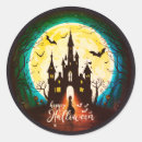 Search for haunted house full moon bats stickers Black